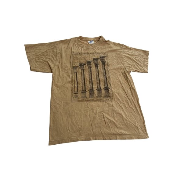 Vintage Columns Les cinq ordres d'architecture JHK Graphic T-Shirt in Tan - Picture 1 of 4